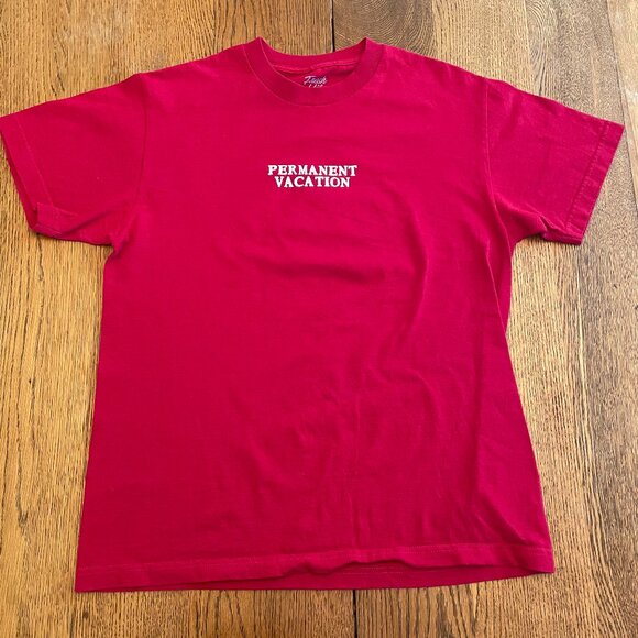 Permanent Vacation Red Short Sleeve Men's Medium T-Shirt by Fresh Vibes - Picture 1 of 6